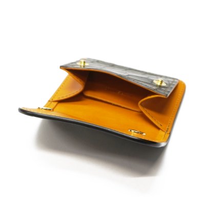 画像3: WILD SWANS（ワイルドスワンズ）TONGUE（タング）マルチコインケース/ブラック"クロコダイル"×イエロー"ブッテーロ"