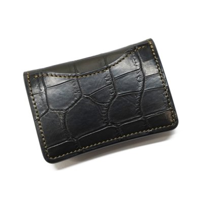 画像2: WILD SWANS（ワイルドスワンズ）TONGUE（タング）マルチコインケース/ブラック"クロコダイル"×イエロー"ブッテーロ"