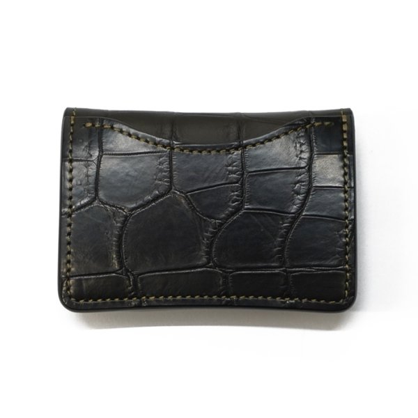 画像2: WILD SWANS（ワイルドスワンズ）TONGUE（タング）マルチコインケース/ブラック"クロコダイル"×イエロー"ブッテーロ" (2)