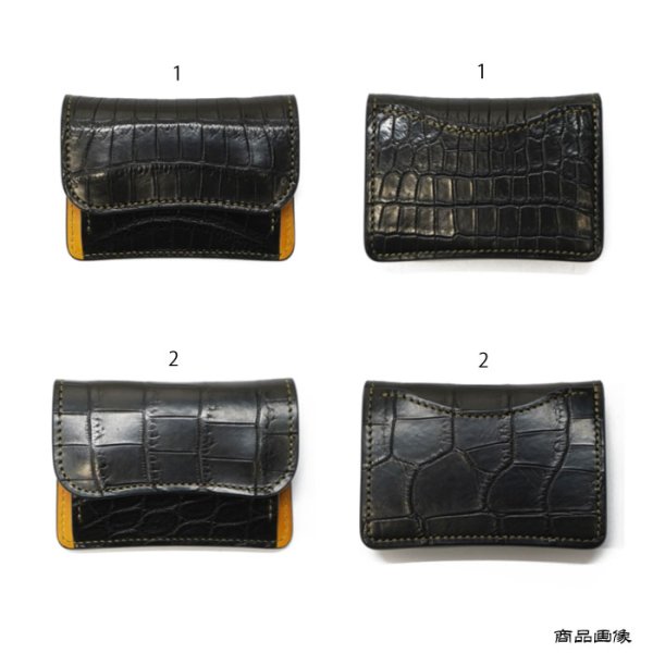 画像8: WILD SWANS（ワイルドスワンズ）TONGUE（タング）マルチコインケース/ブラック"クロコダイル"×イエロー"ブッテーロ" (8)