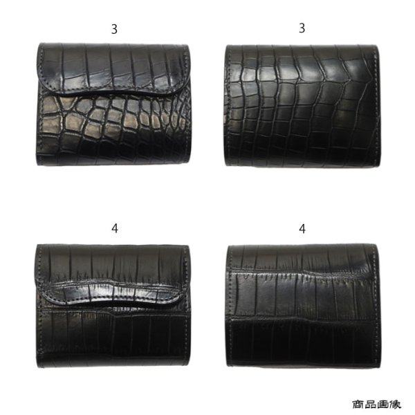 画像9: WILD SWANS（ワイルドスワンズ）ENO（イーノ）ミニ3つ折りウォレット/ブラック"クロコダイル"×グリーン"ブッテーロ" (9)