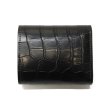 画像2: WILD SWANS（ワイルドスワンズ）ENO（イーノ）ミニ3つ折りウォレット/ブラック"クロコダイル"×グリーン"ブッテーロ" (2)