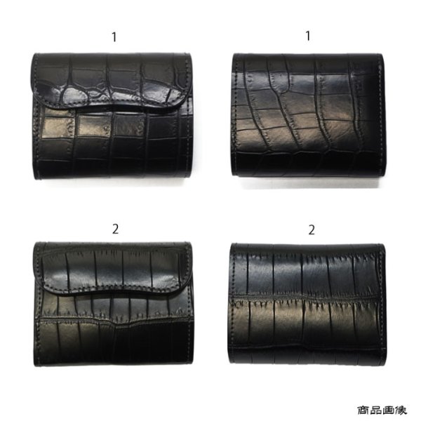 画像8: WILD SWANS（ワイルドスワンズ）ENO（イーノ）ミニ3つ折りウォレット/ブラック"クロコダイル"×パープル"ブッテーロ" (8)