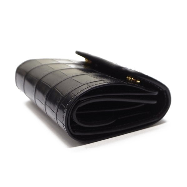 画像3: WILD SWANS（ワイルドスワンズ）ENO（イーノ）ミニ3つ折りウォレット/ブラック"クロコダイル"×パープル"ブッテーロ" (3)