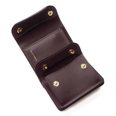 画像1: WILD SWANS（ワイルドスワンズ）ENO（イーノ）ミニ3つ折りウォレット/ブラック"クロコダイル"×パープル"ブッテーロ"