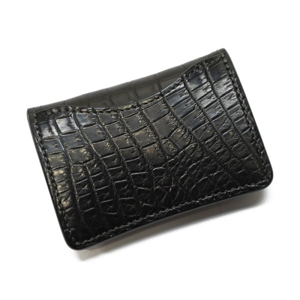 画像7: WILD SWANS（ワイルドスワンズ）TONGUE（タング）マルチコインケース/ブラック"クロコダイル"×グリーン"ブッテーロ" (7)
