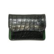 画像1: WILD SWANS（ワイルドスワンズ）TONGUE（タング）マルチコインケース/ブラック"クロコダイル"×グリーン"ブッテーロ" (1)