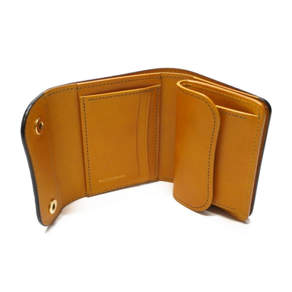 画像5: WILD SWANS（ワイルドスワンズ）ENO（イーノ）ミニ3つ折りウォレット/ブラック"クロコダイル"×イエロー"ブッテーロ" (5)