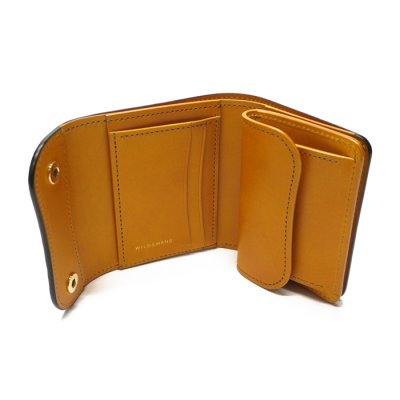 画像2: WILD SWANS（ワイルドスワンズ）ENO（イーノ）ミニ3つ折りウォレット/ブラック"クロコダイル"×イエロー"ブッテーロ"