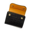 画像4: WILD SWANS（ワイルドスワンズ）ENO（イーノ）ミニ3つ折りウォレット/ブラック"クロコダイル"×イエロー"ブッテーロ" (4)