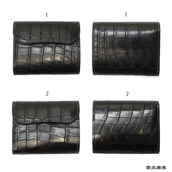 画像8: WILD SWANS（ワイルドスワンズ）ENO（イーノ）ミニ3つ折りウォレット/ブラック"クロコダイル"×イエロー"ブッテーロ" (8)