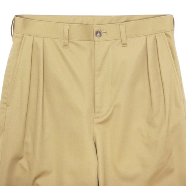 画像4: EVCON（エビコン）2TUCK WIDE TROUSERES（2タックワイドトラウザーズ）”Highcount Twill" / BEIGE（ベージュ） (4)