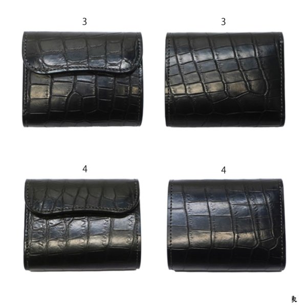 画像9: WILD SWANS（ワイルドスワンズ）ENO（イーノ）ミニ3つ折りウォレット/ブラック"クロコダイル"×パープル"ブッテーロ" (9)