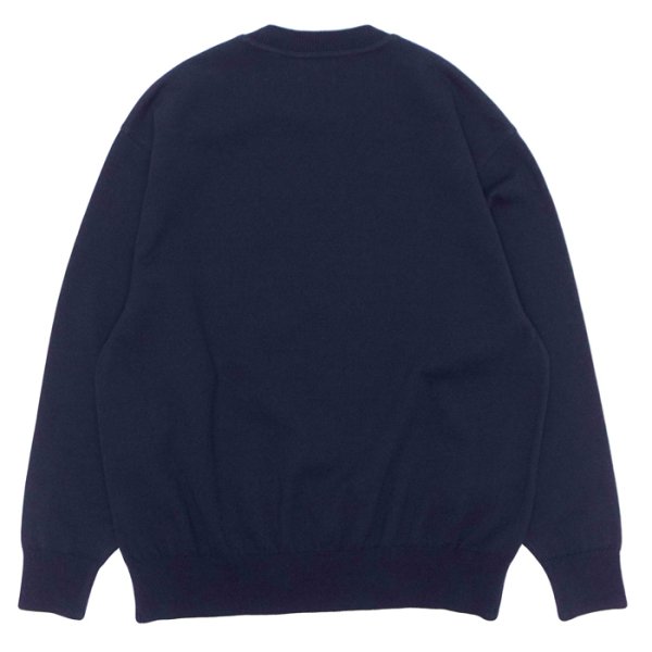 画像2: Yonetomi NEW BASIC（ヨネトミニューベーシック）WAVE COTTON KNIT PULLOVER（ウェーブコットンニットプルオーバー）/ Navy（ネイビー） (2)