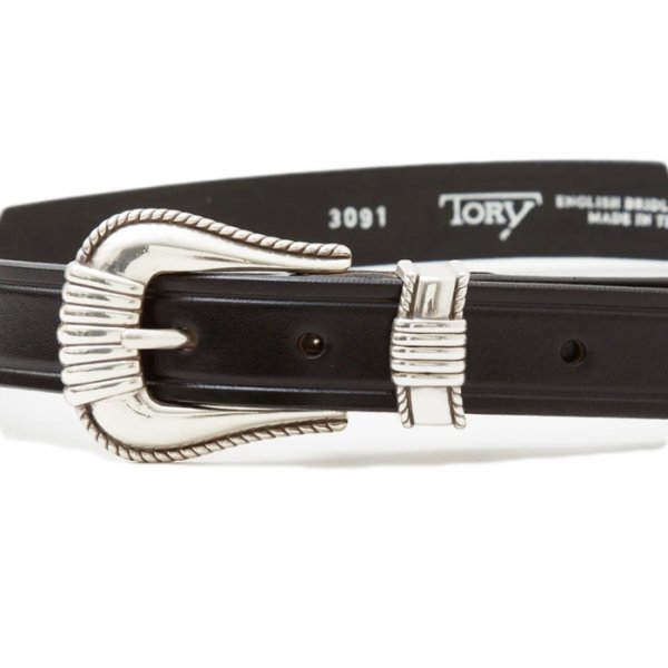 画像2: TORY LEATHER（トリーレザー）3-Piece Silver Buckle Belt（3ピースシルバーバックルベルト）/ Black（ブラック） (2)