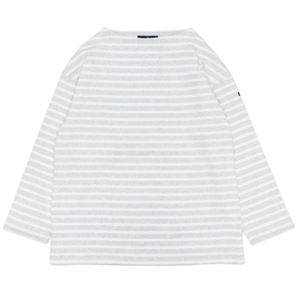 画像1: SAINT JAMES（セントジェームス）OUESSANT LOOSE（ウエッソン・ルーズ）/ GRIS CL×NEIGE（杢ライトグレー×ホワイト） (1)