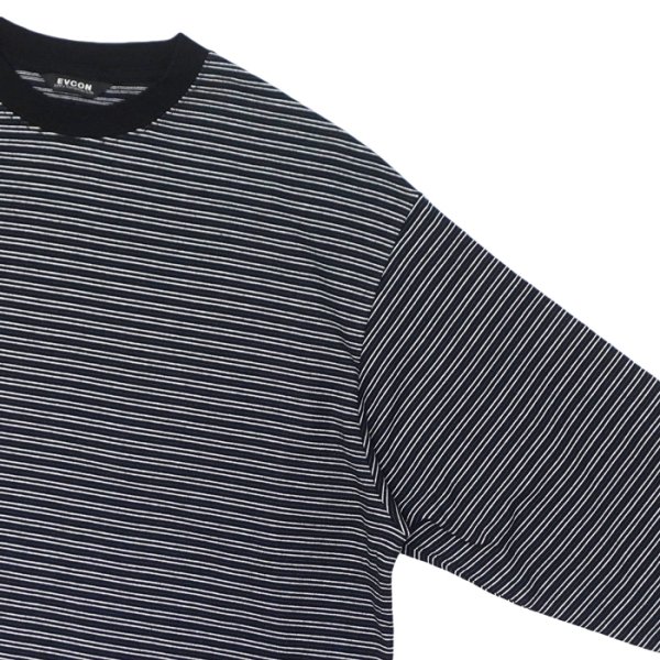 画像4: EVCON（エビコン）BORDER WIDE L/S TEE（ボーダーワイドロングスリーブTシャツ） / Black（ブラック） (4)