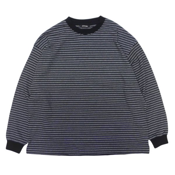 画像1: EVCON（エビコン）BORDER WIDE L/S TEE（ボーダーワイドロングスリーブTシャツ） / Black（ブラック） (1)