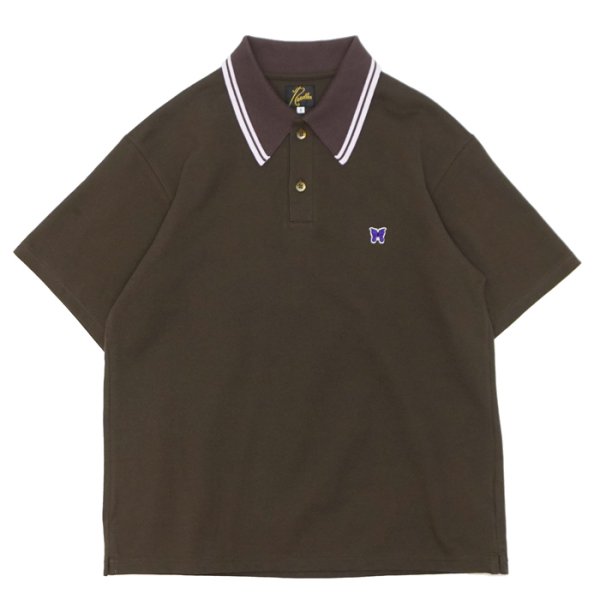 画像1: NEEDLES（ニードルズ）Regular Collar Polo（レギュラーカラーポロ）"Cotton Pique" / Brown（ブラウン） (1)