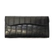 画像1: WILD SWANS（ワイルドスワンズ）WAVE（ウェイブ）ロングウォレット/ブラック"クロコダイル"×ブラック"サドルプルアップ" (1)