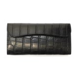WILD SWANS（ワイルドスワンズ）WAVE（ウェイブ）ロングウォレット/ブラック"クロコダイル"×ブラック"サドルプルアップ"