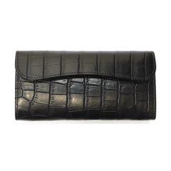 WILD SWANS（ワイルドスワンズ）WAVE（ウェイブ）ロングウォレット/ブラック"クロコダイル"×ブラック"サドルプルアップ"