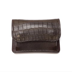 WILD SWANS（ワイルドスワンズ）TONGUE（タング）マルチコインケース/チョコ"クロコダイル"×ダークブラウン"サドルプルアップ"