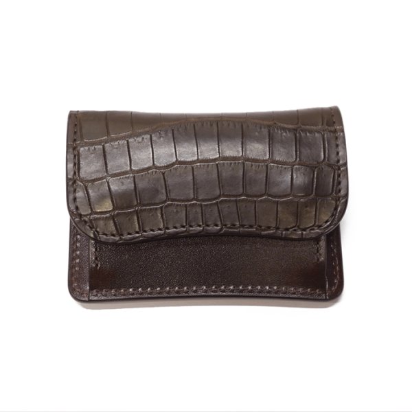 画像1: WILD SWANS（ワイルドスワンズ）TONGUE（タング）マルチコインケース/チョコ"クロコダイル"×ダークブラウン"サドルプルアップ" (1)