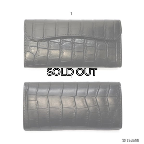 画像8: WILD SWANS（ワイルドスワンズ）WAVE（ウェイブ）ロングウォレット/ブラック"クロコダイル"×ブラック"サドルプルアップ" (8)
