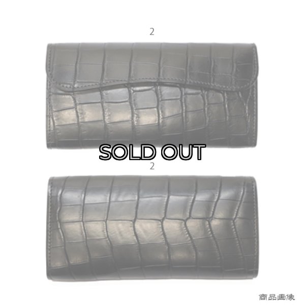 画像9: WILD SWANS（ワイルドスワンズ）WAVE（ウェイブ）ロングウォレット/ブラック"クロコダイル"×ブラック"サドルプルアップ" (9)
