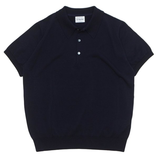 画像1: Yonetomi NEW BASIC（ヨネトミニューベーシック）SILK KNIT POLO（シルクニットポロシャツ）/ Navy（ネイビー） (1)