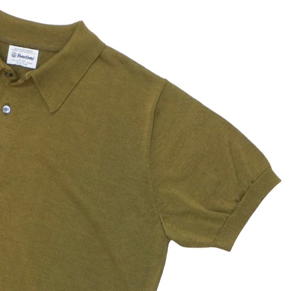 画像4: Yonetomi NEW BASIC（ヨネトミニューベーシック）SILK KNIT POLO（シルクニットポロシャツ）/ Olive（オリーブ） (4)
