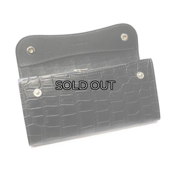 画像6: WILD SWANS（ワイルドスワンズ）WAVE（ウェイブ）ロングウォレット/ブラック"クロコダイル"×ブラック"サドルプルアップ" (6)
