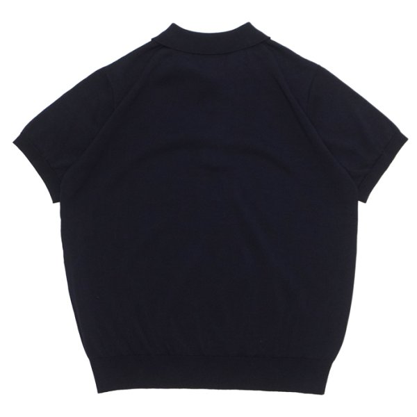 画像2: Yonetomi NEW BASIC（ヨネトミニューベーシック）SILK KNIT POLO（シルクニットポロシャツ）/ Navy（ネイビー） (2)