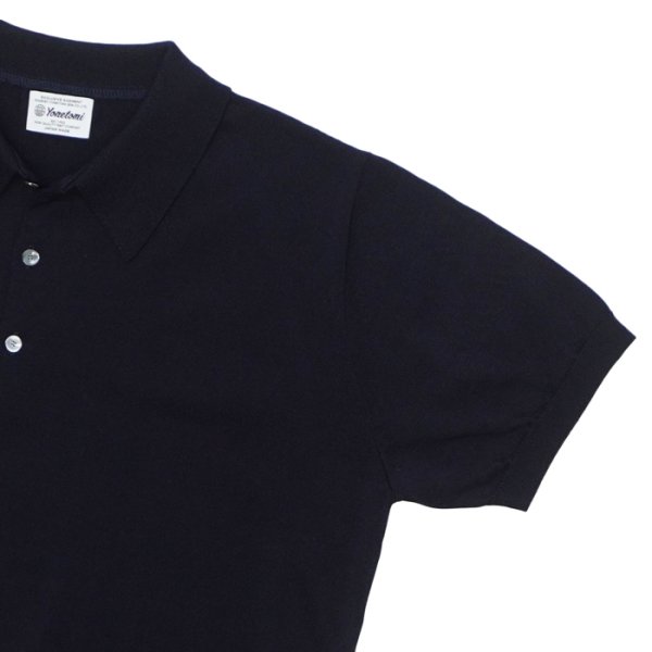 画像4: Yonetomi NEW BASIC（ヨネトミニューベーシック）SILK KNIT POLO（シルクニットポロシャツ）/ Navy（ネイビー） (4)