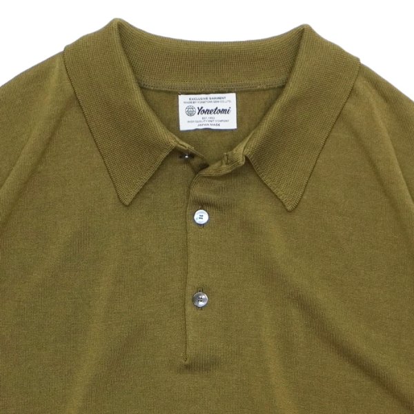 画像3: Yonetomi NEW BASIC（ヨネトミニューベーシック）SILK KNIT POLO（シルクニットポロシャツ）/ Olive（オリーブ） (3)