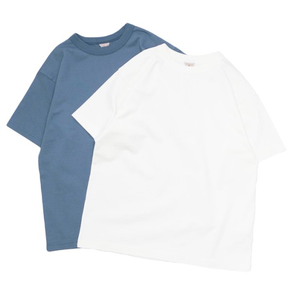 画像1: FilMelange（フィルメランジェ）ALDERSON（アルダーソン）"エアスピン天竺" / White（ホワイト）・Ash Blue（アッシュブルー） (1)