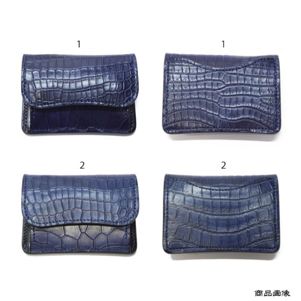 画像9: WILD SWANS（ワイルドスワンズ）TONGUE（タング）マルチコインケース/藍染"クロコダイル"×ブラック"サドルプルアップ" (9)