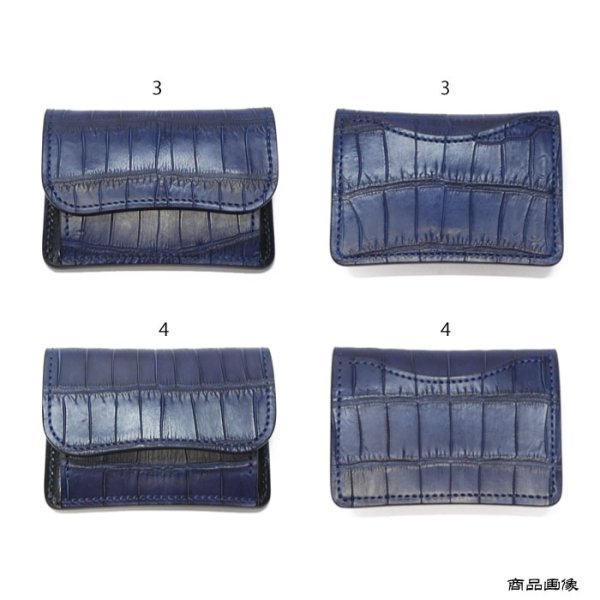 画像10: WILD SWANS（ワイルドスワンズ）TONGUE（タング）マルチコインケース/藍染"クロコダイル"×ブラック"サドルプルアップ" (10)