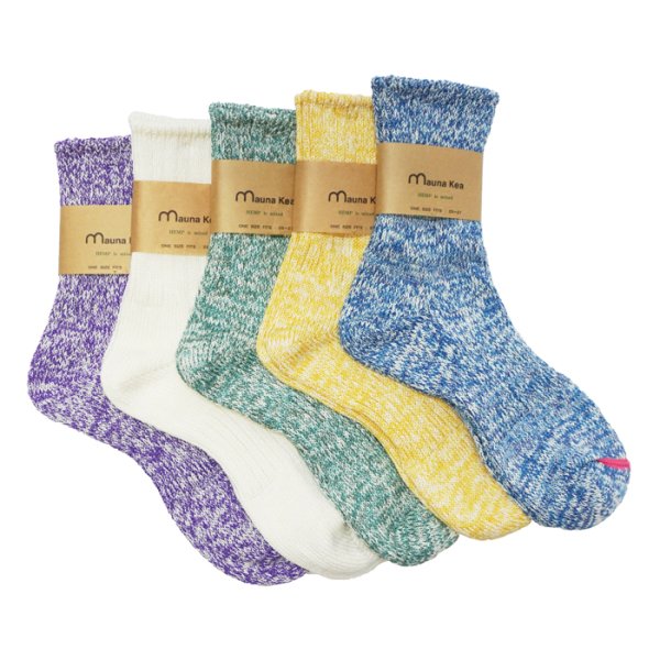 画像1: Mauna Kea（マウナケア）パステルリブオーガニックコットンソックス / 5Colors（全5色展開）※3足までメール便発送可 (1)