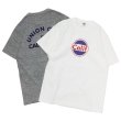 画像1: BARNS OUTFITTERS (バーンズアウトフィッターズ) "STANDARD" TSURI-AMI Crew Print T-Shirt (吊り編みクループリントTシャツ) / White（ホワイト）・Grey (グレー) (1)