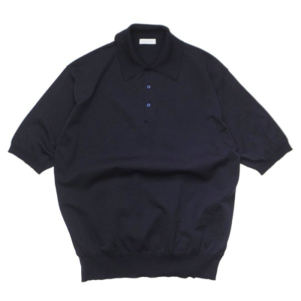 画像1: KAPTAIN SUNSHINE（キャプテンサンシャイン）Cotton Knit Poloshirt（コットンニットポロシャツ）/ Dark Navy（ダークネイビー） (1)