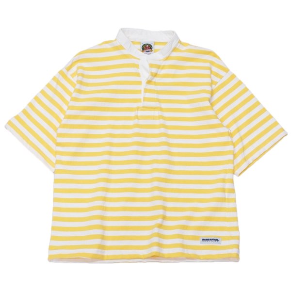画像1: BARBARIAN（バーバリアン）W's Casual Henry Neck Shirt S/S（ウィメンズ カジュアルヘンリーネックシャツショートスリーブ） "BASQUE STRIPES" / Yellow×White（イエロー×ホワイト） (1)