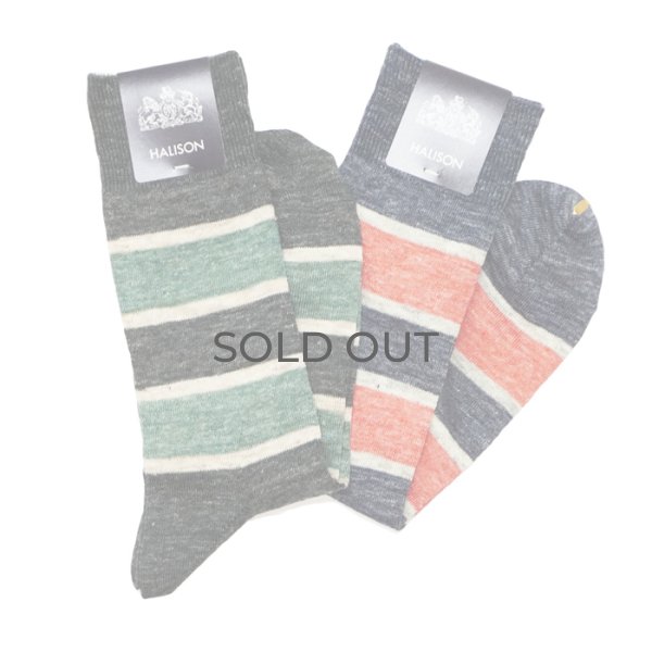 画像4: HALISON（ハリソン）リネンラガーボーダーソックス / Charcoal（チャコール）・Indigo（インディゴ）※3足までメール便発送可 (4)
