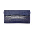 画像1: WILD SWANS（ワイルドスワンズ）WAVE（ウェイブ）ロングウォレット/藍染"クロコダイル"×ブラック"サドルプルアップ" (1)