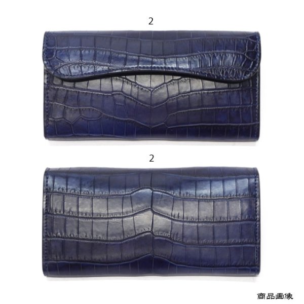 画像9: WILD SWANS（ワイルドスワンズ）WAVE（ウェイブ）ロングウォレット/藍染"クロコダイル"×ブラック"サドルプルアップ" (9)