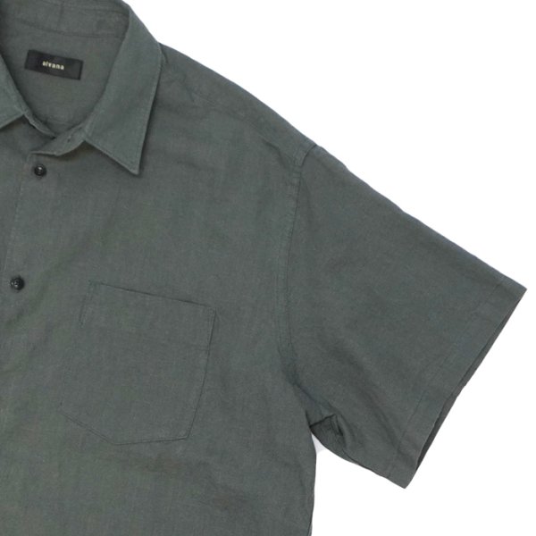 画像4: alvana（アルヴァナ）LINEN S/S REGULAR COLLAR SHIRT （リネンS/Sレギュラーカラーシャツ）/ Dark Khaki（ダークカーキ） (4)