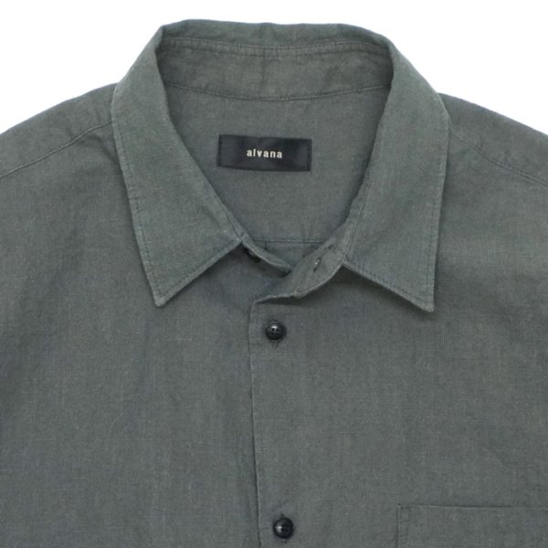 画像3: alvana（アルヴァナ）LINEN S/S REGULAR COLLAR SHIRT （リネンS/Sレギュラーカラーシャツ）/ Dark Khaki（ダークカーキ） (3)