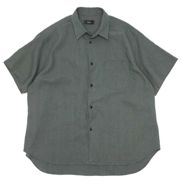画像1: alvana（アルヴァナ）LINEN S/S REGULAR COLLAR SHIRT （リネンS/Sレギュラーカラーシャツ）/ Dark Khaki（ダークカーキ） (1)