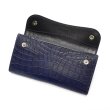 画像4: WILD SWANS（ワイルドスワンズ）WAVE（ウェイブ）ロングウォレット/藍染"クロコダイル"×ブラック"サドルプルアップ" (4)